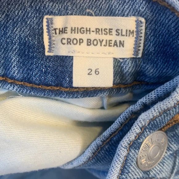 Madewell The High Rise Slim Crop Boyjean distressed raw hem Size 26 - Picture 11 of 14